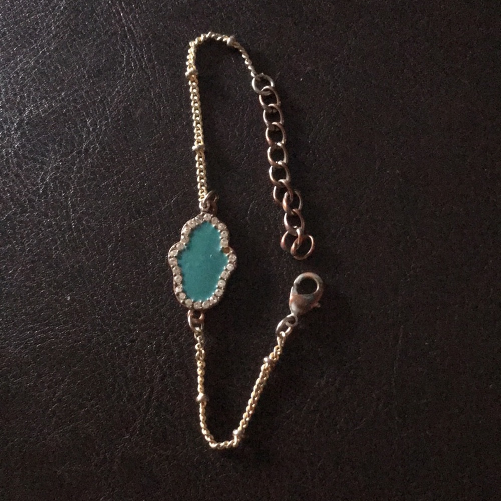 💚 $5 Small turquoise Hamsa bracelet with diamond trim